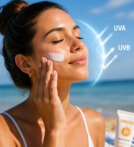 woman applying best sunscreen for oily skin